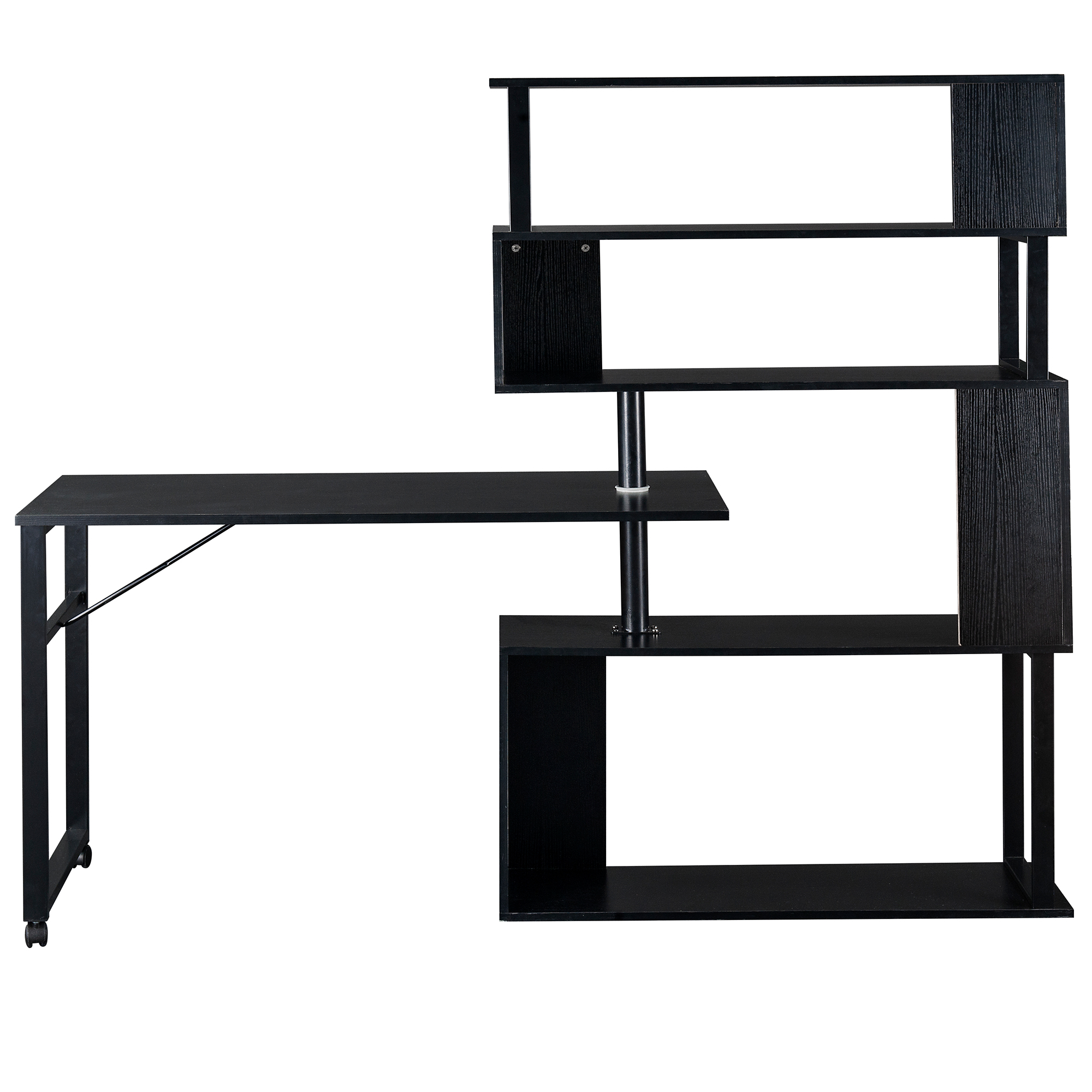 Home Office Rotating Computer Table With 5-Story Bookshelf - WF196079AAE