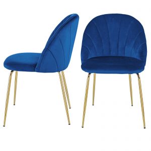 Modern Dining Chair Set Of 2  With Iron Tube Golden Legs, Velvet Cushion And Comfortable Backrest - W23404128