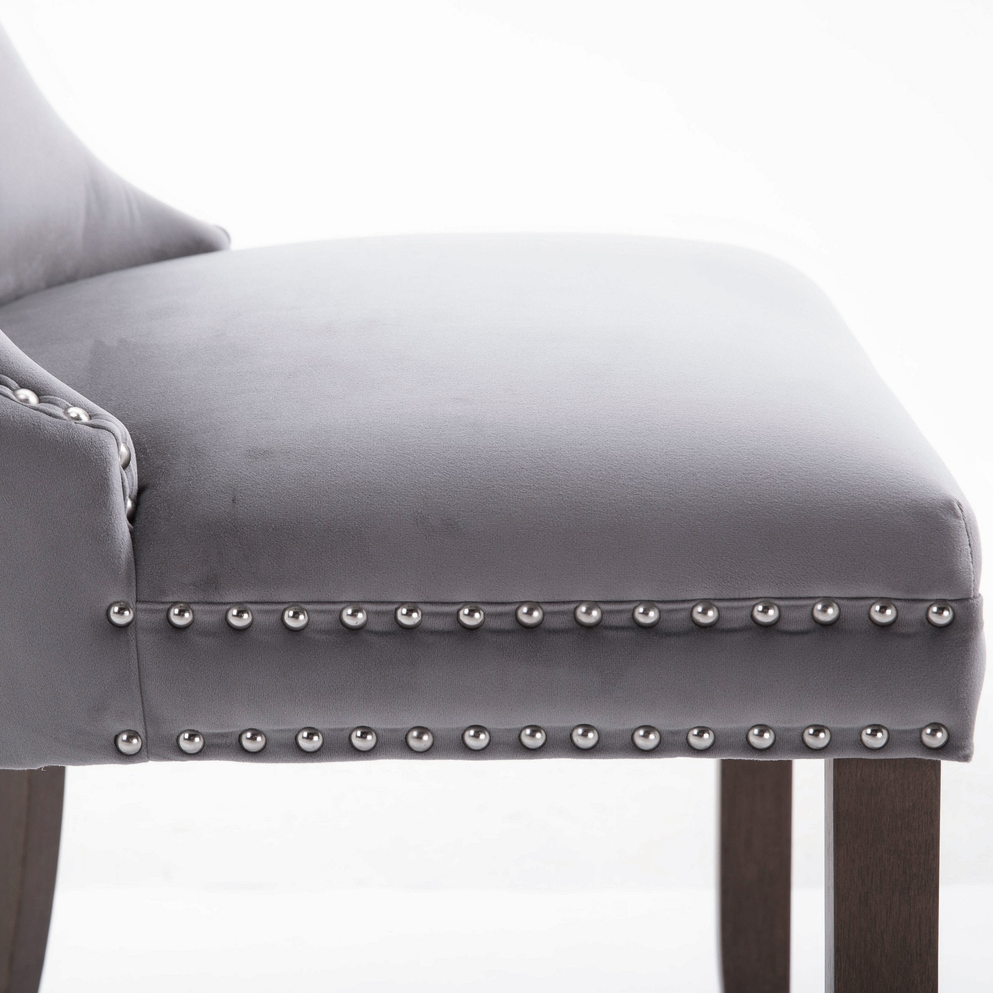 High-end Tufted Solid Wood Upholstered Grey Dining Chair With Nailhead Trim 2 Pcs - W28603244