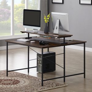 47 X 47 Inch Extra Large Computer Desk With Monitor Shelf - WF198003AAT