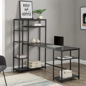 Modern Large Office Desk With Bookshelf And Storage Space - WF198285AAB