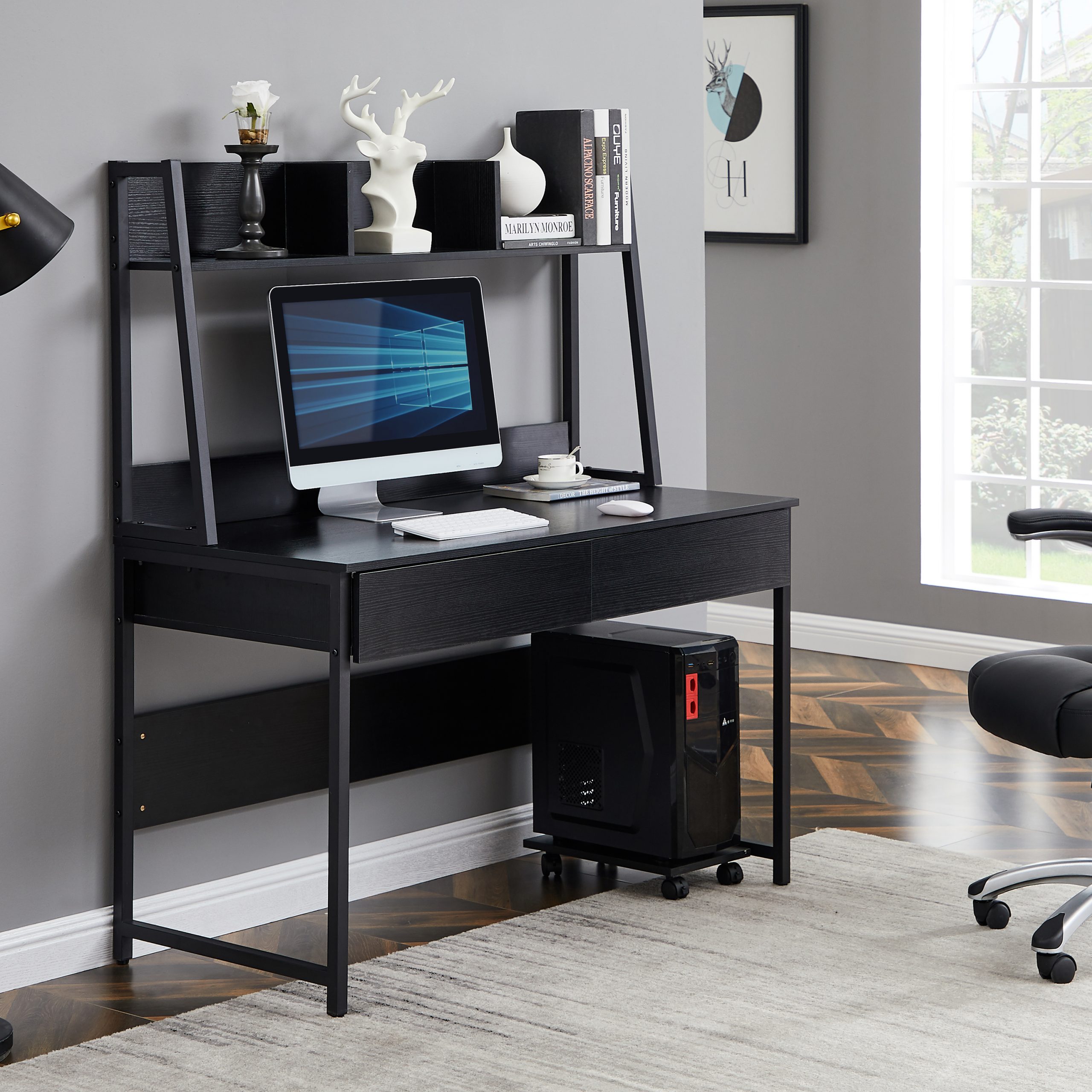 Home Office Computer Desk With Bookshelf - WF198284AAB