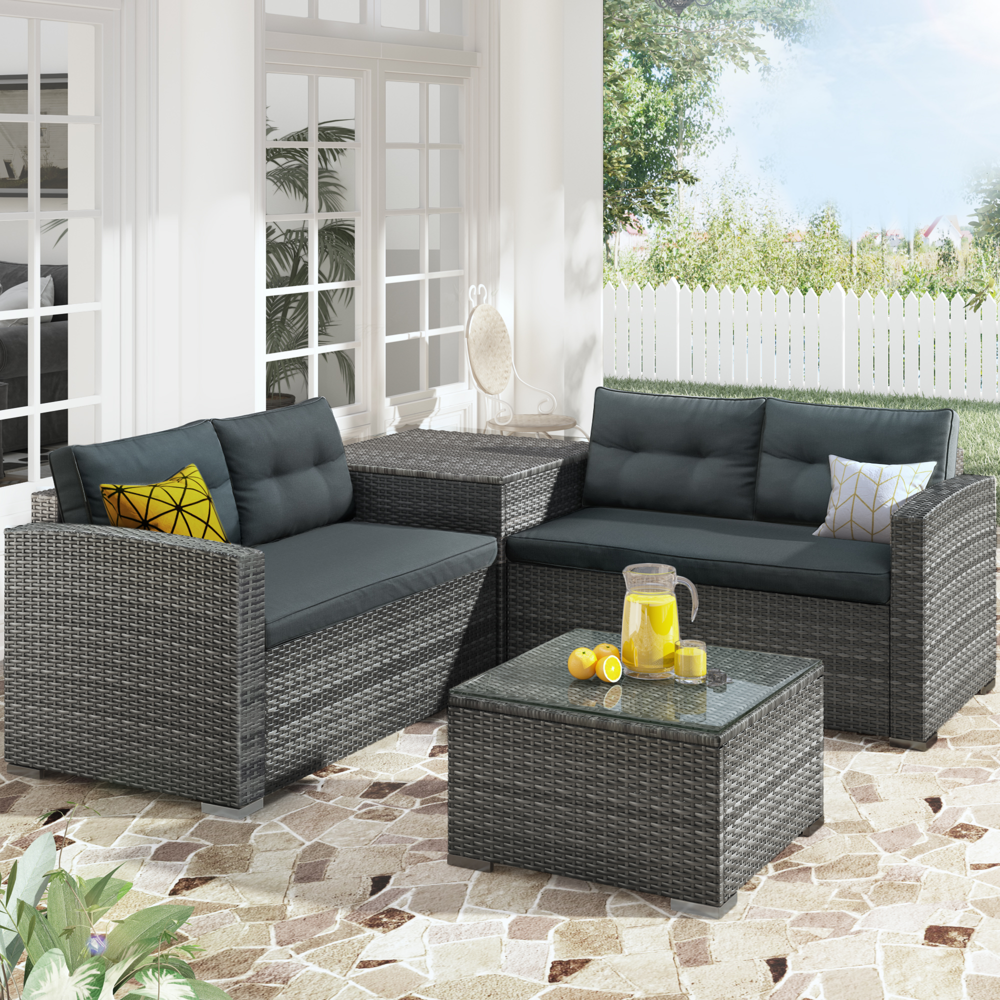 Outdoor Furniture Sofa Set With Large Storage Box - WY000172EAA