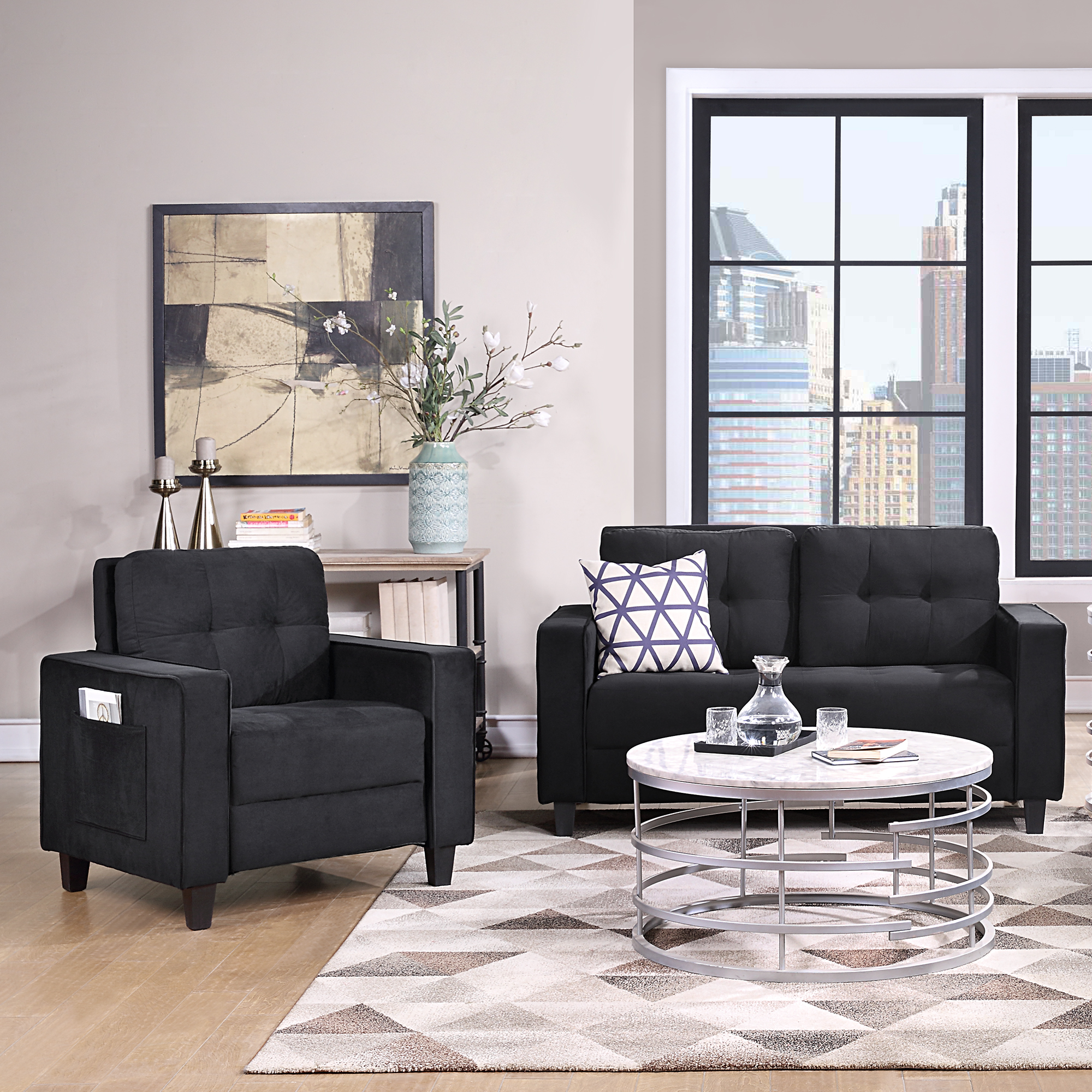 Morden Style Sectional Sofa Set - 1+2 Seat