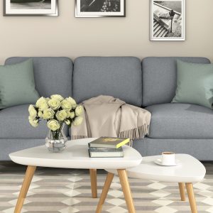 3-Seat Sofa Living Room Linen Fabric Sofa - WF191004AAE