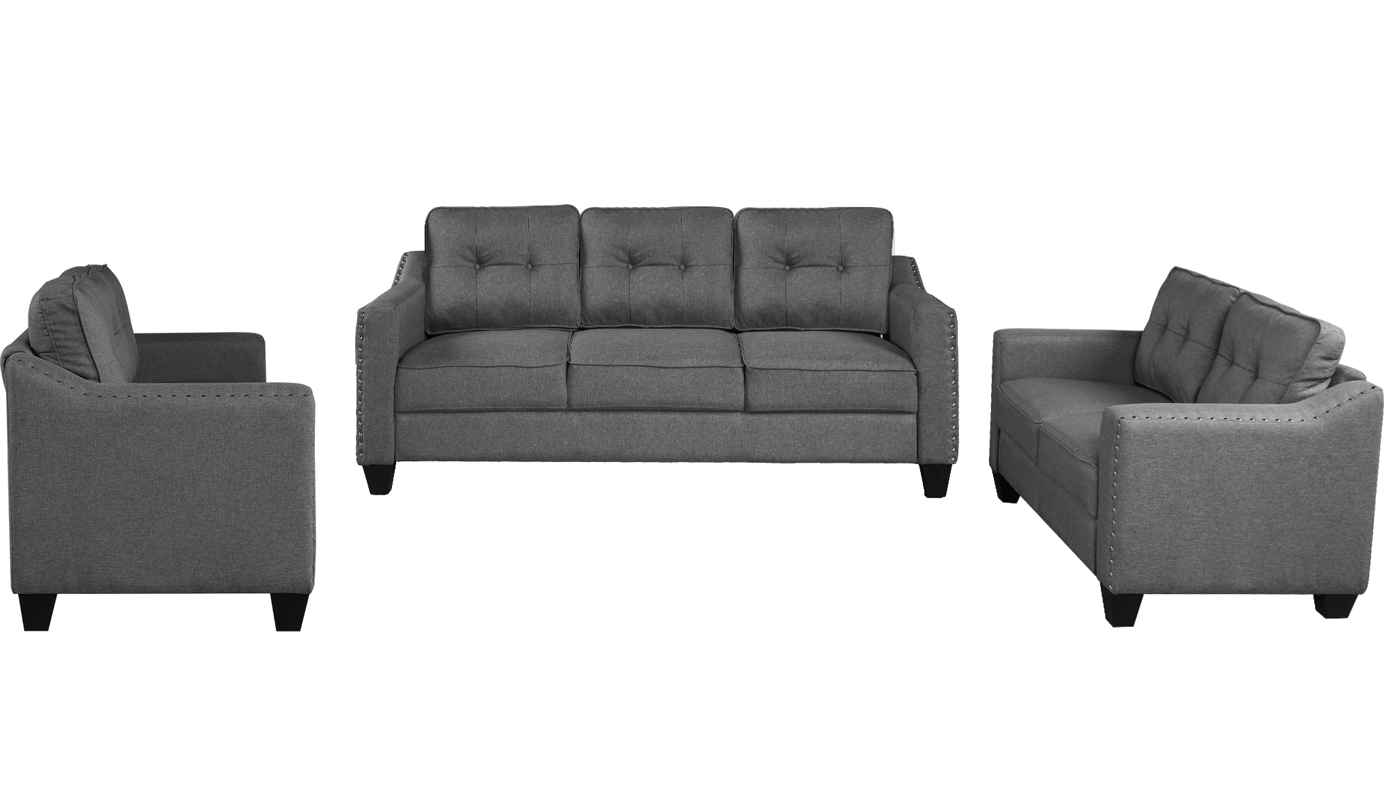 3 Piece Living Room Set With Tufted Cushions - WY000077EAA