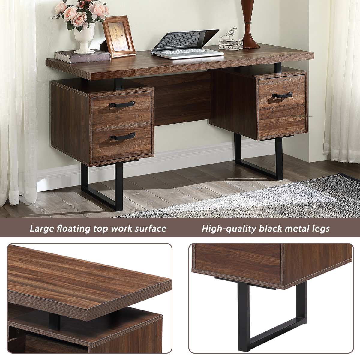 59" Writing Study Table With Drawers - WF193467DAA