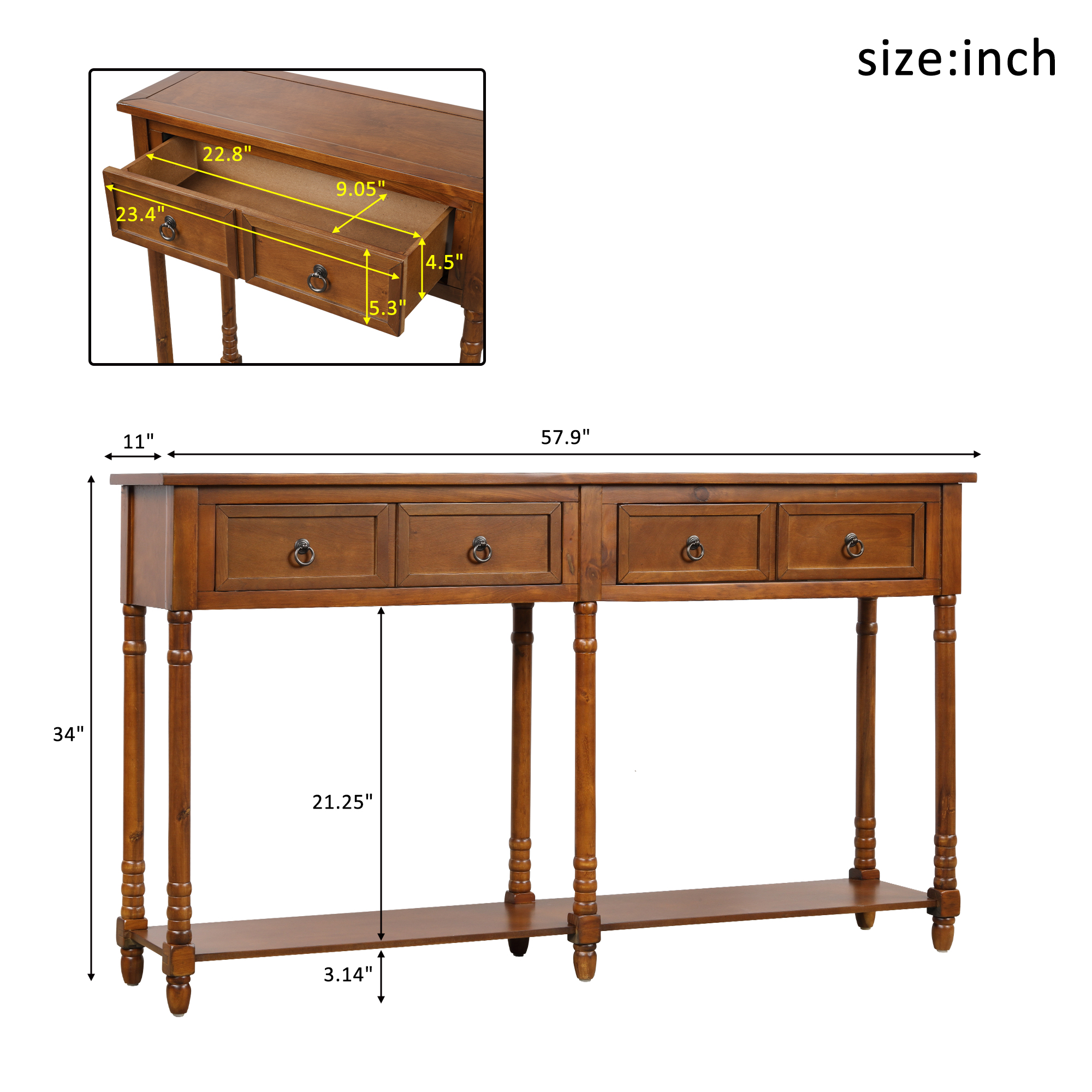 Console Table With Drawers For Entryway - WF188957AAD