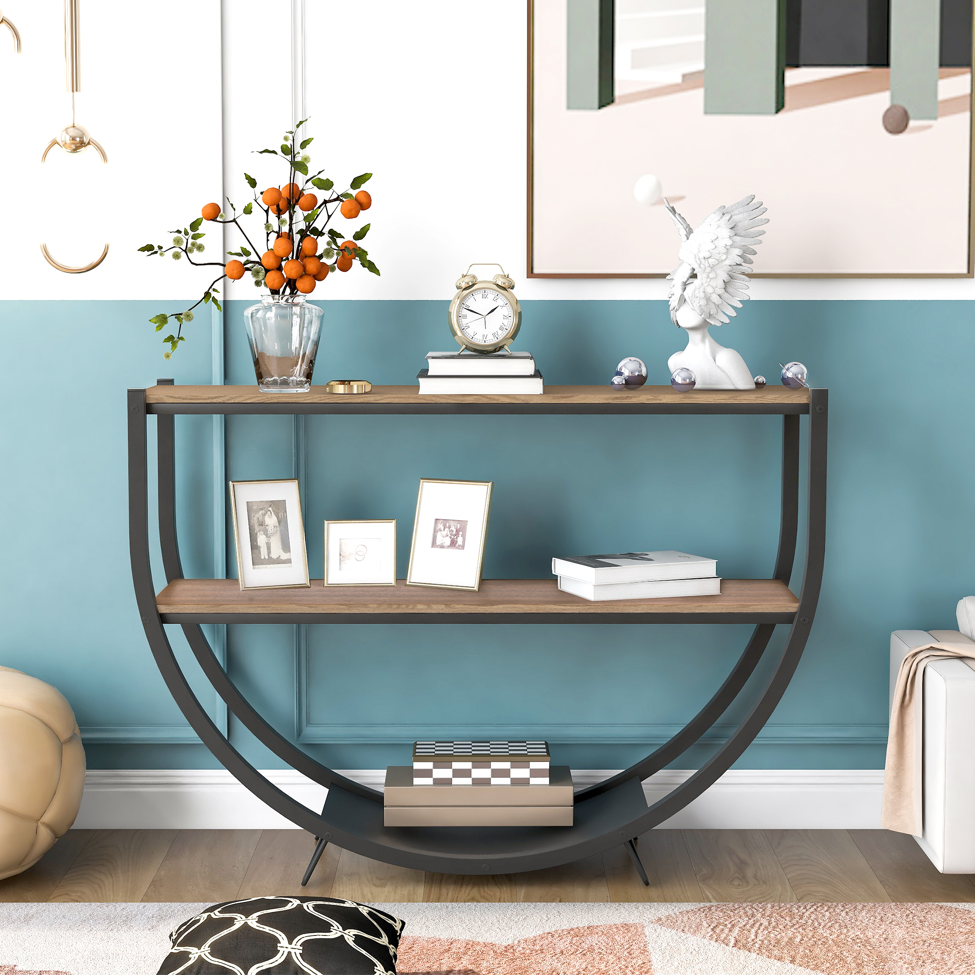 Metal Distressed Wood Console Table - WF196235AAD