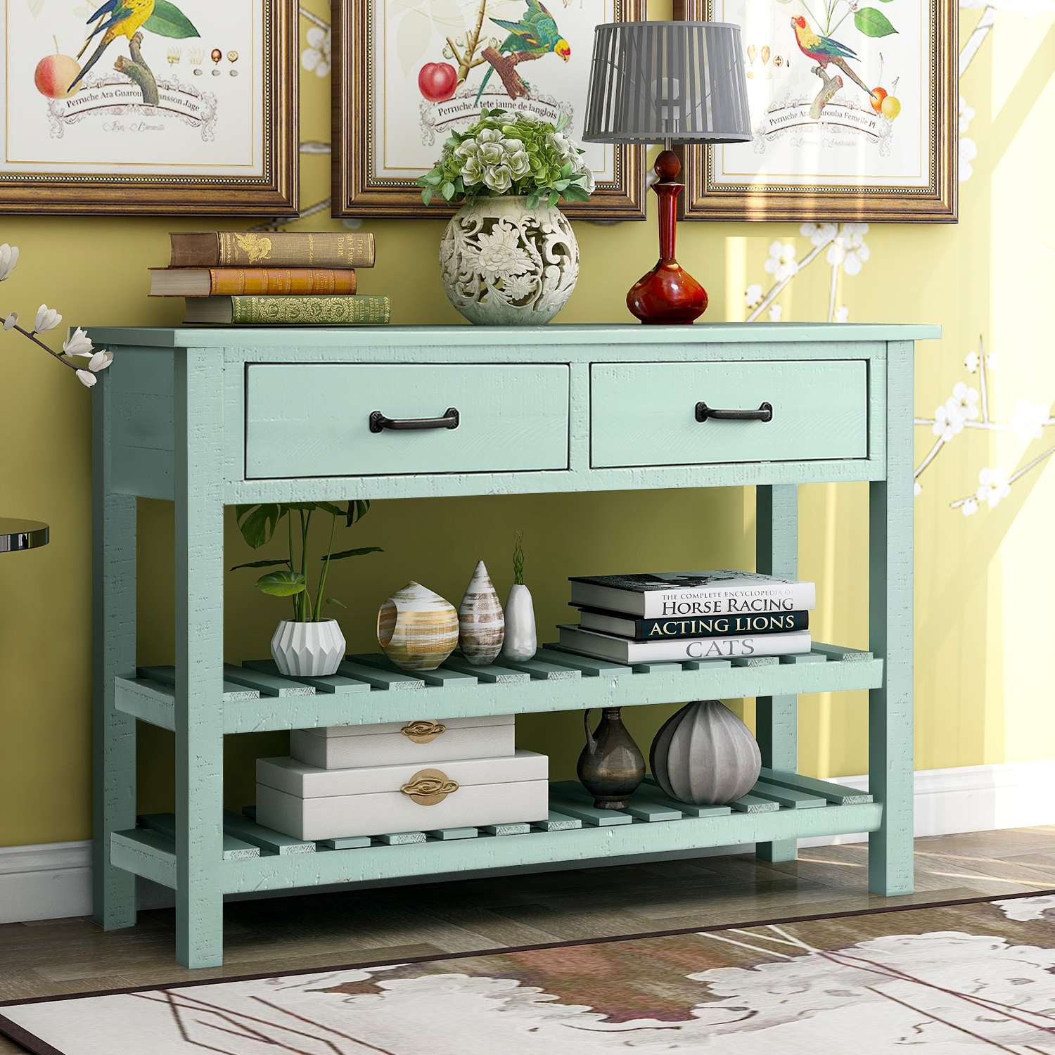 Retro Console Table With Drawers And Shelf - WF187820AAC