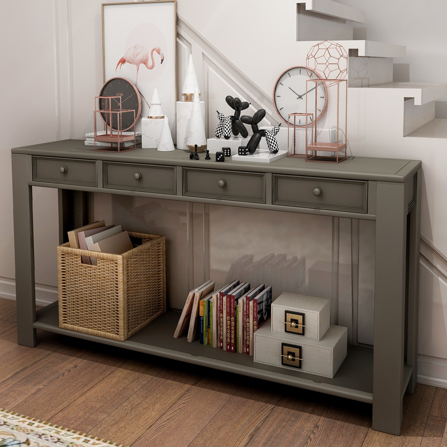 Console Table With Storage Drawers And Bottom Shelf - WF189615AAL