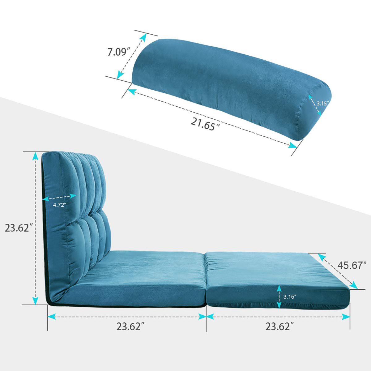 Double Chaise Lounge Sofa With Two Pillows