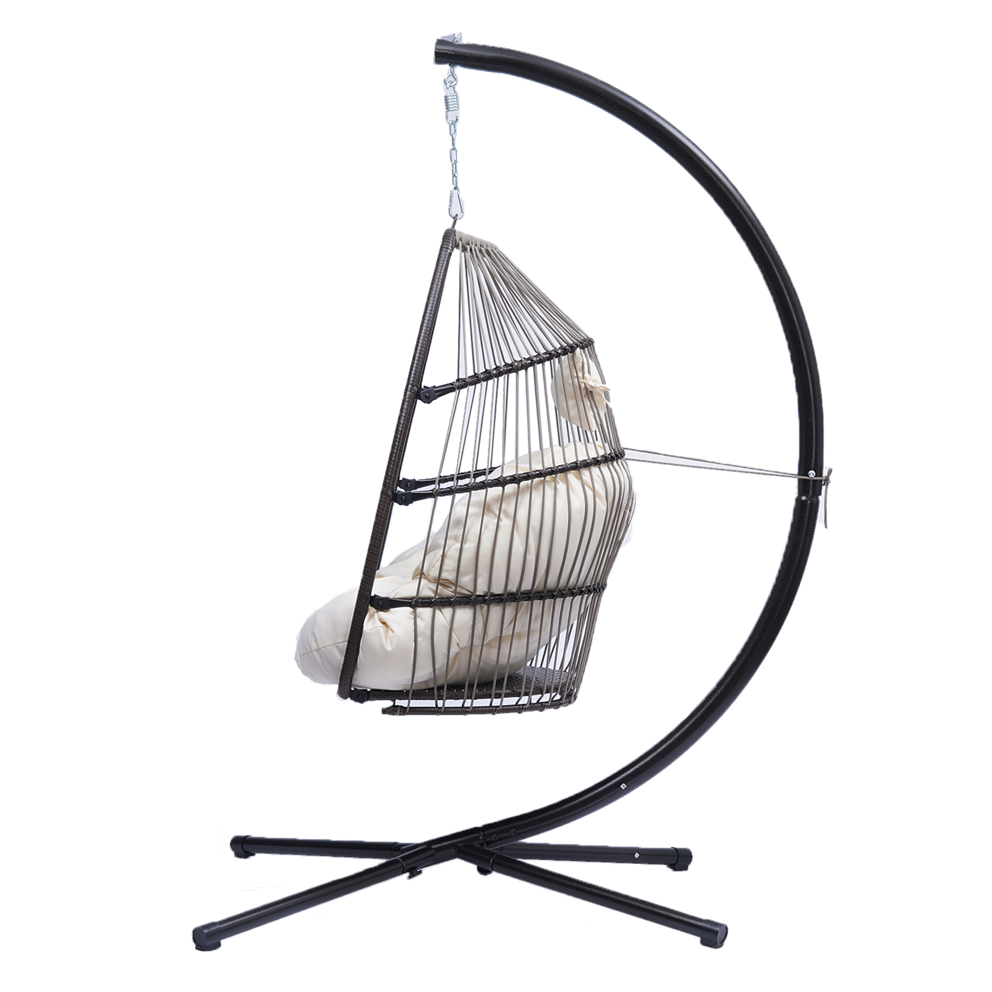 Rattan Swing Hammock Egg Chair With C Type Bracket , With Cushion And Pillow - W41928445