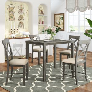 5-Piece Counter Height Dining Table Set With 4 Upholstered Chairs - SH000173AAE