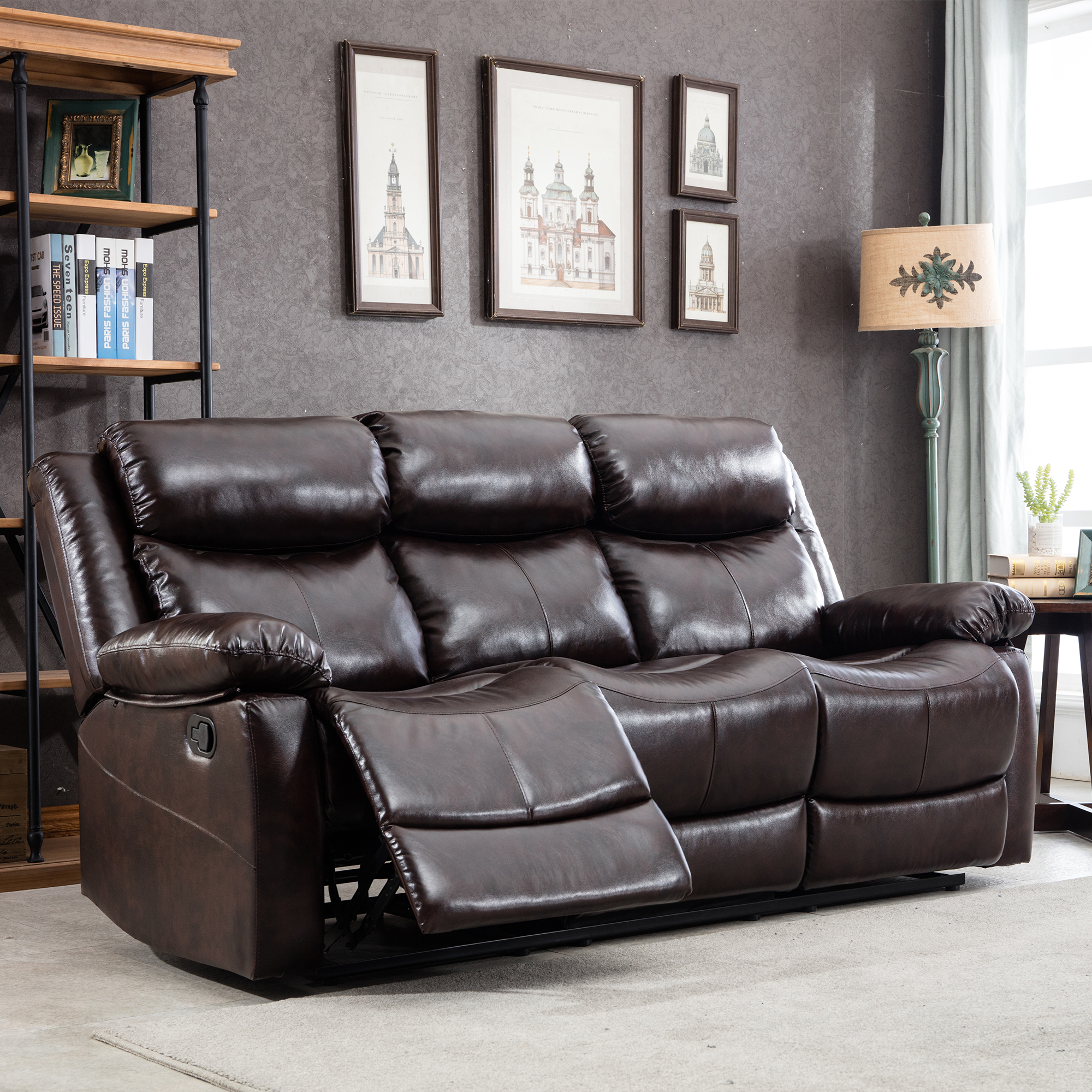 PU Leather Reclining Living Room Sofa - WF199755AAD
