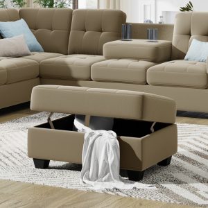 Reversible Sectional Sofa with Storage Ottoman & Cup Holders - SG000096AAD