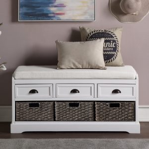 Wood Storage Bench with 3 Drawers and 3 Baskets - WF323641AAK