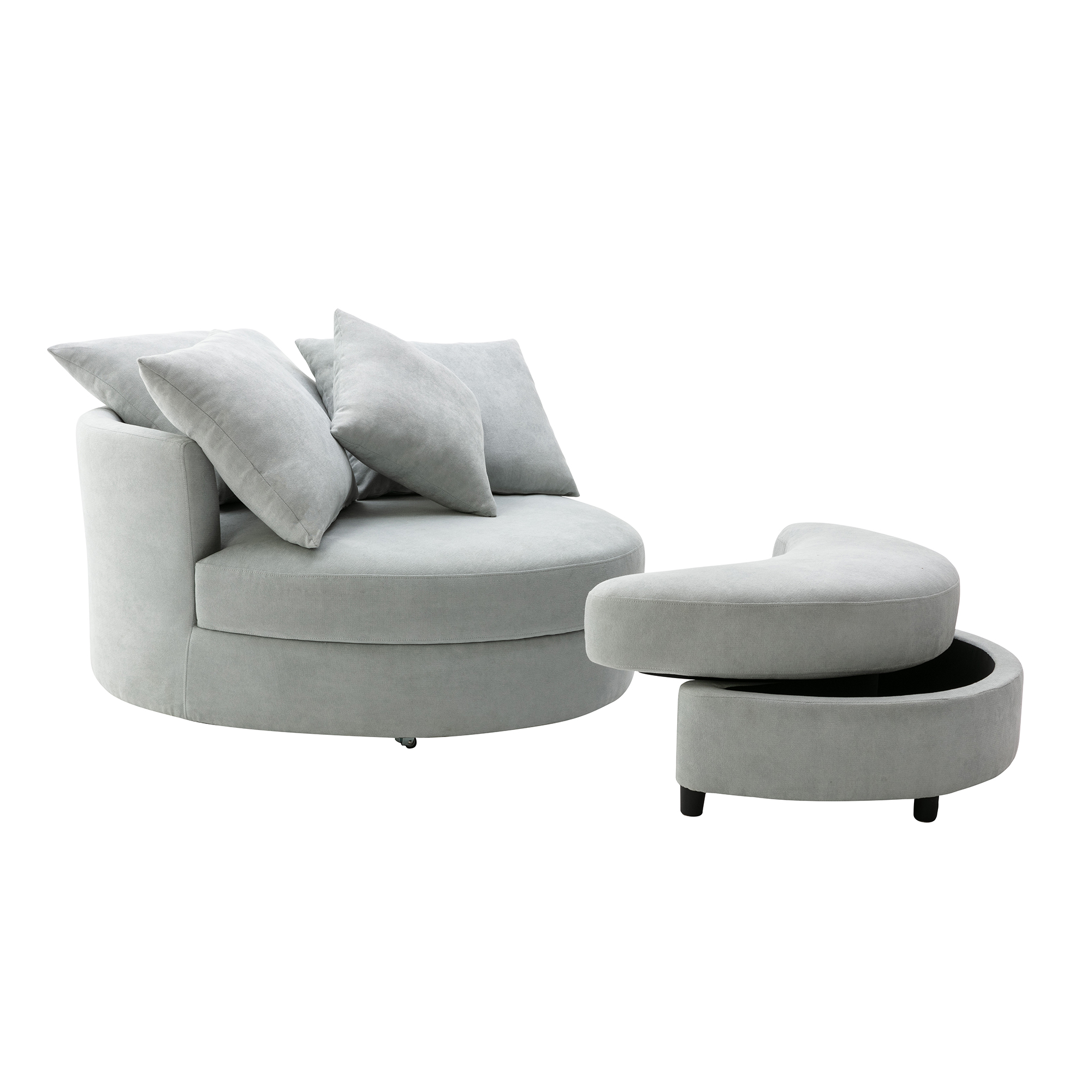 360° Swivel Accent Barrel Chair with Storage Ottoman & 4 Pillows - PP284472AAA