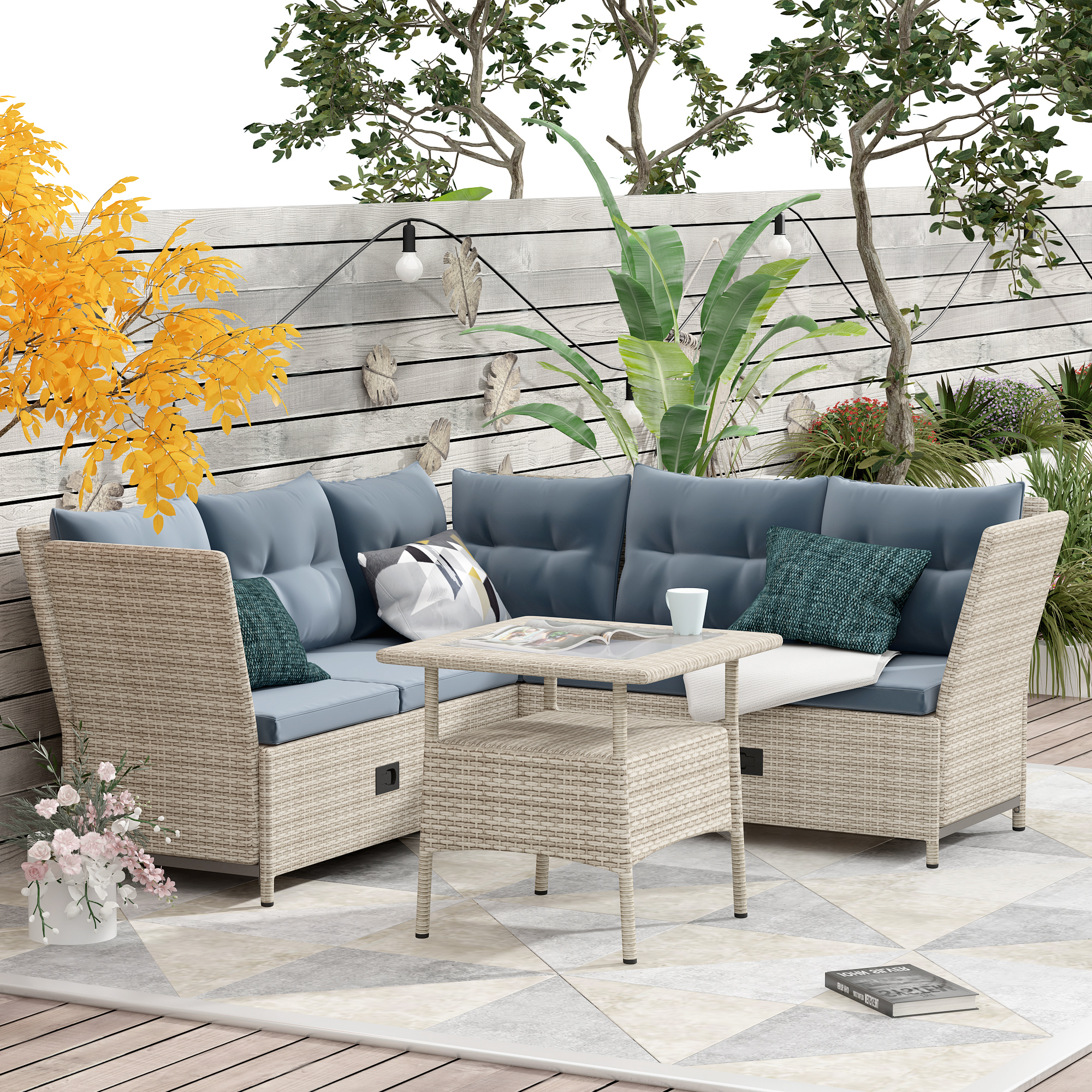 4-Piece Outdoor UV-Proof Patio Sofa Set - SH000148AAE