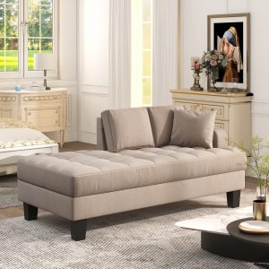 64" Fabric Chaise Lounge,Toss Pillow included - WF282806AAE