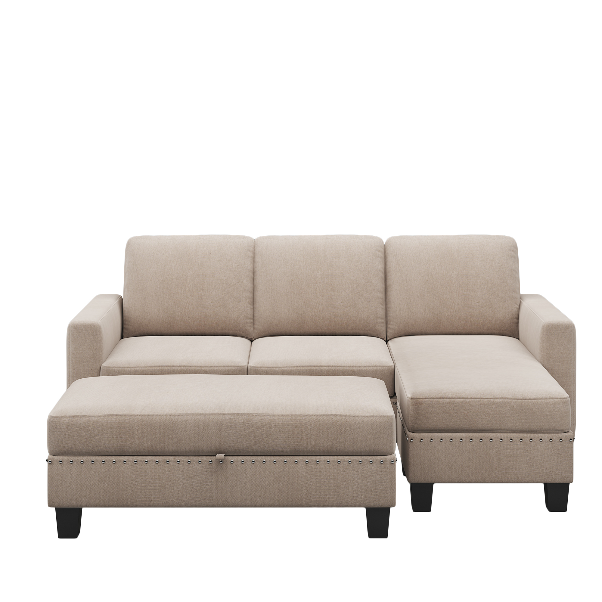 81" Nailheaded Textured Fabric 3 Pieces Sofa Set - GS001066AAE
