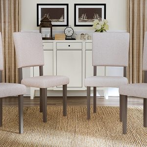 Mid-Century Wood 4 Upholstered Dining Chairs - WF282701AAE
