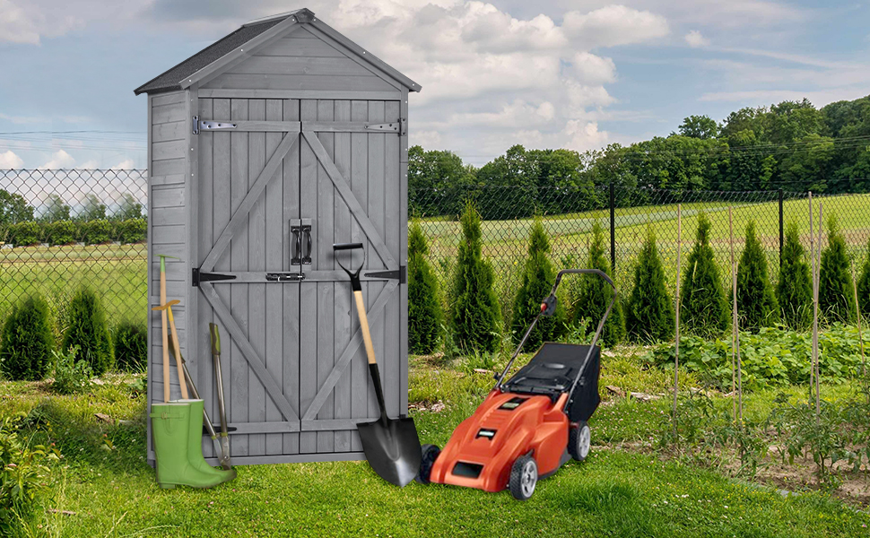 5.8ft * 3ft Outdoor Wood Lean-to Storage Shed - SH000167AAE