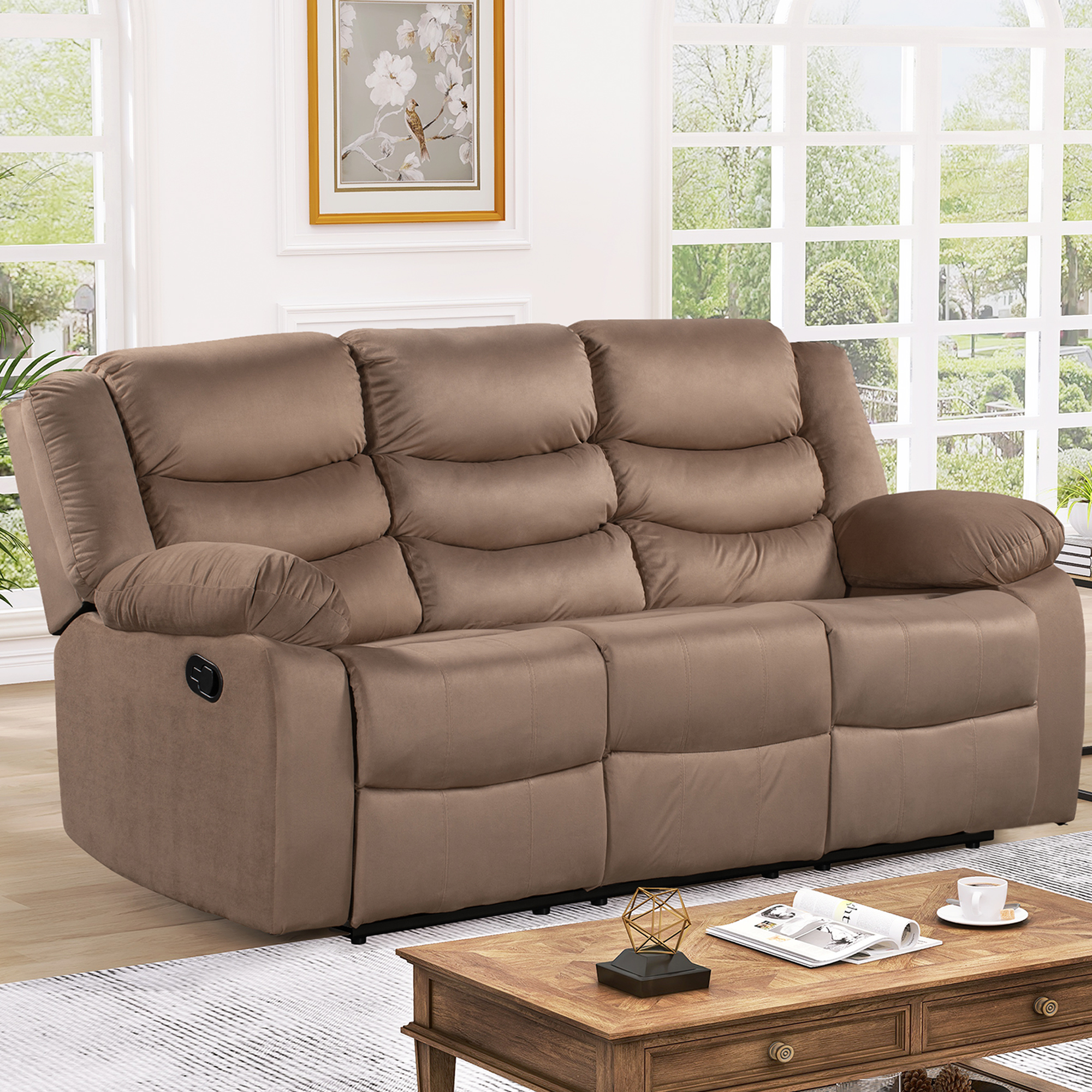 Velvet Upholstered Reclining Sofa ( Recliner Sofa ) - WF283522AAD
