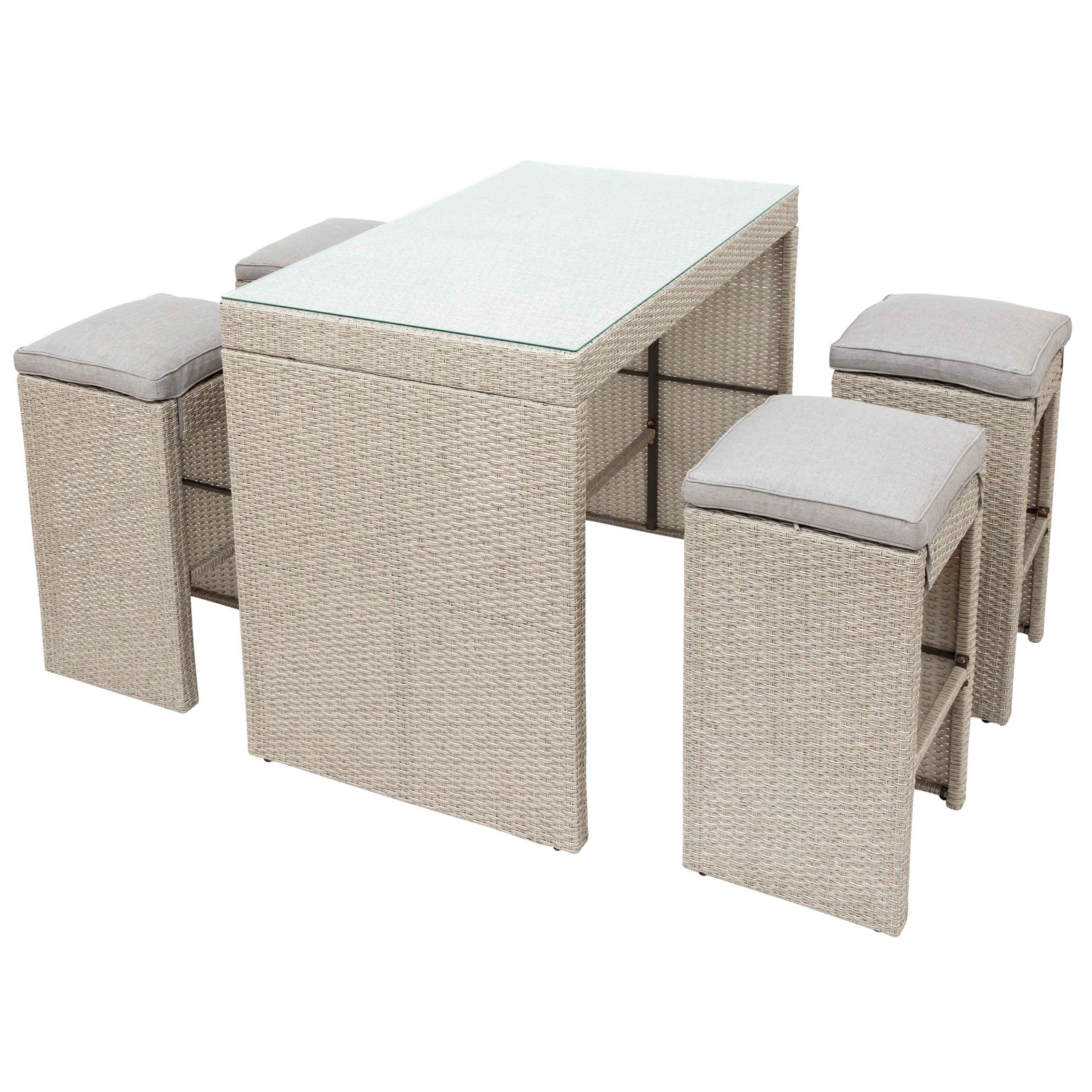 5-Piece Rattan Outdoor Patio Furniture Set with 4 Stools - SH000238AAD