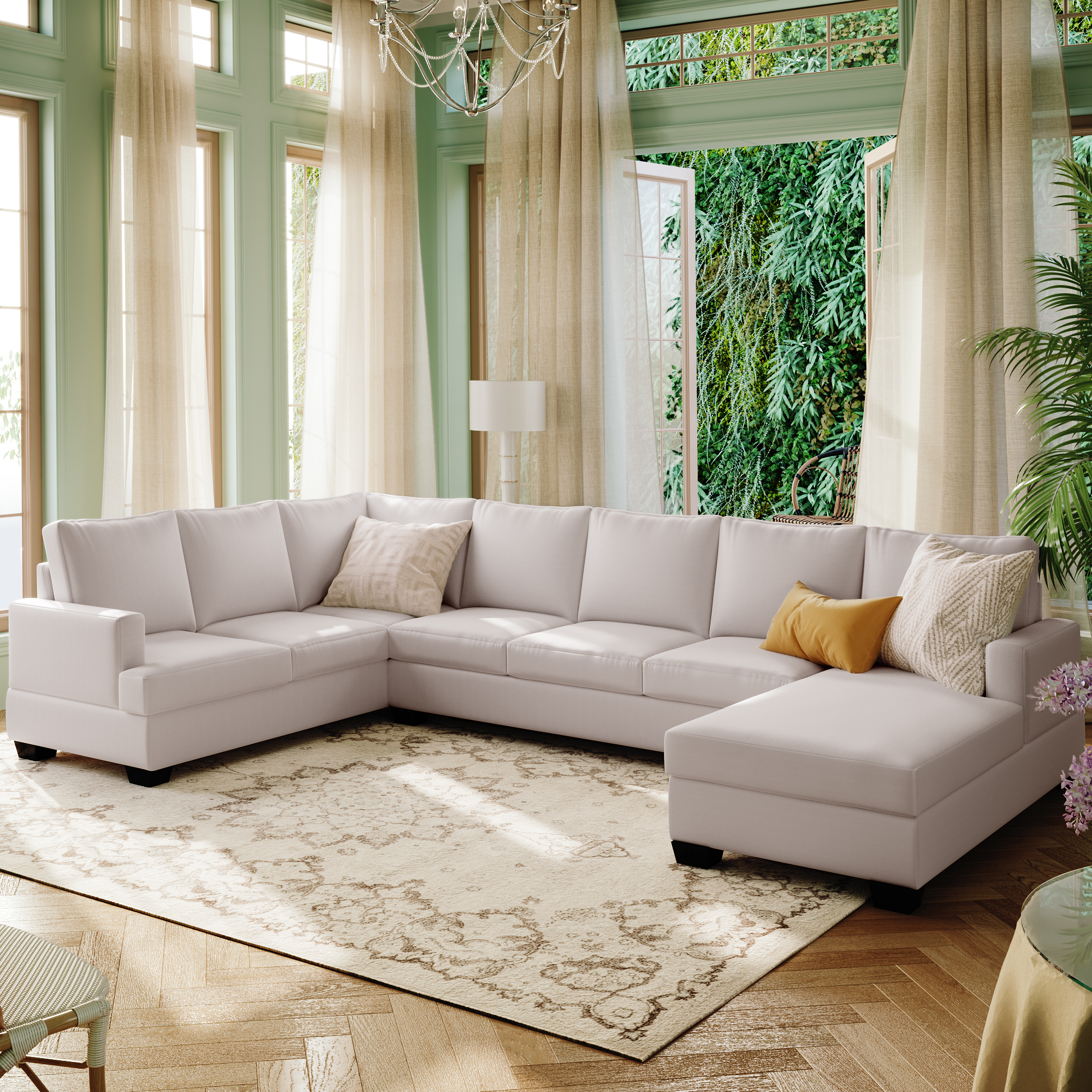 Modern Large Upholstered U-Shape Sectional Sofa - WY000266AAA