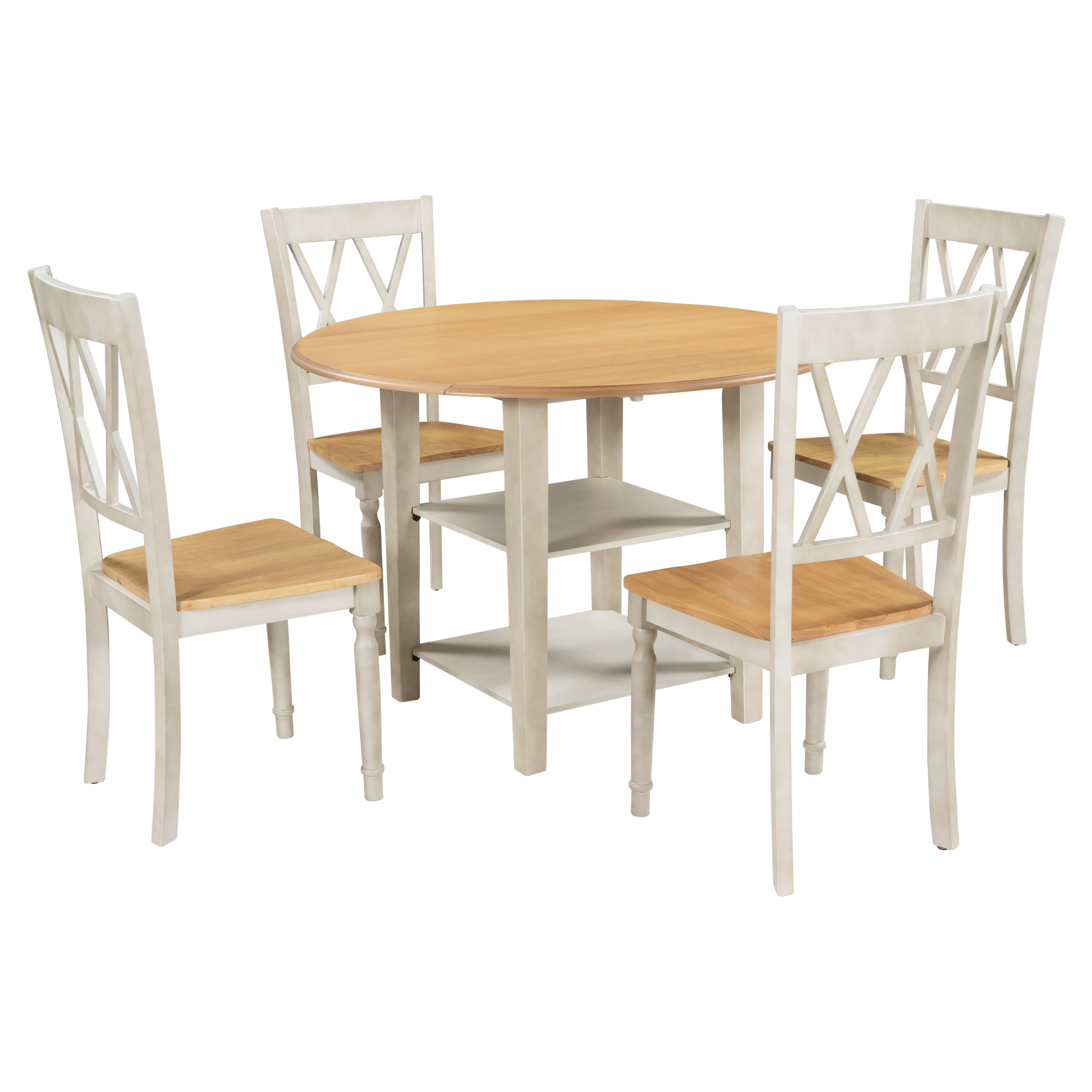 Farmhouse Wooden Round Dining Table Set - SH000207AAL