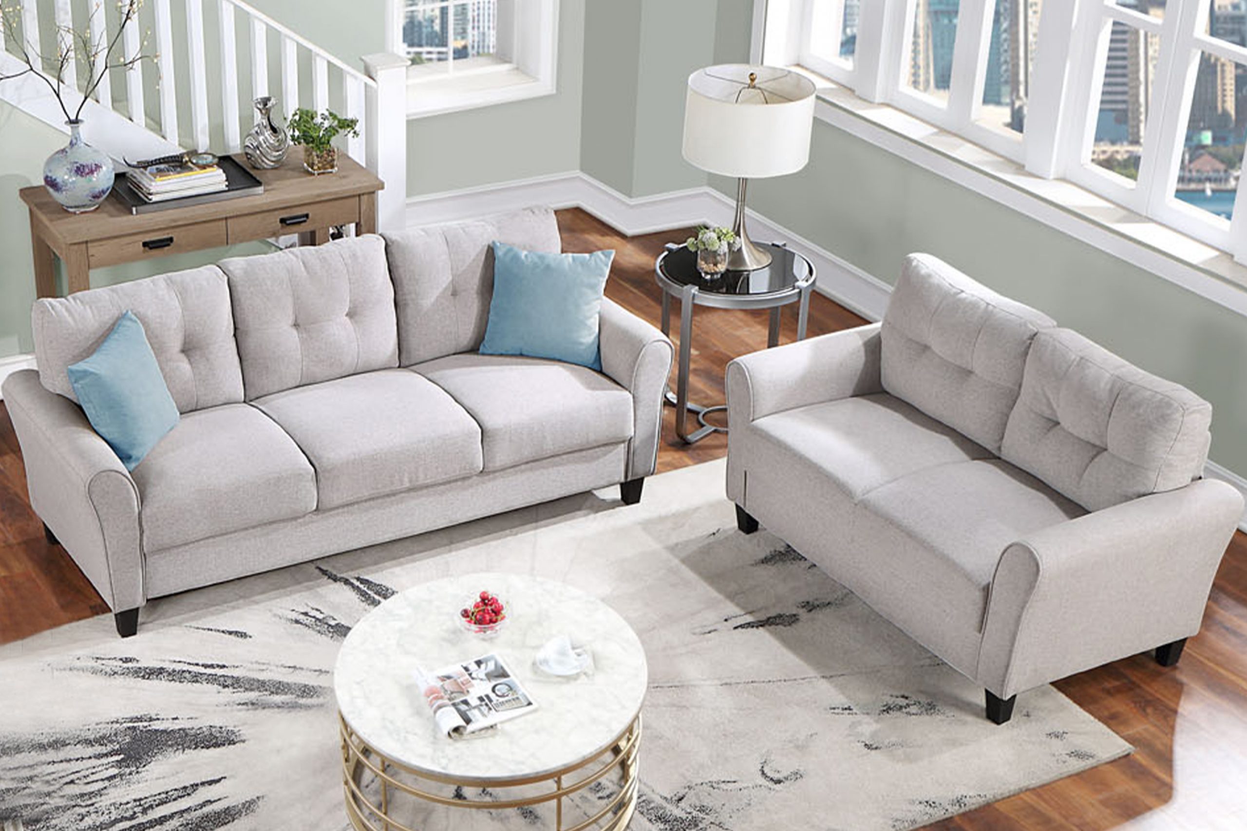 Linen Upholstered Sofa Set - 2+3 Seat - SG000367AAA