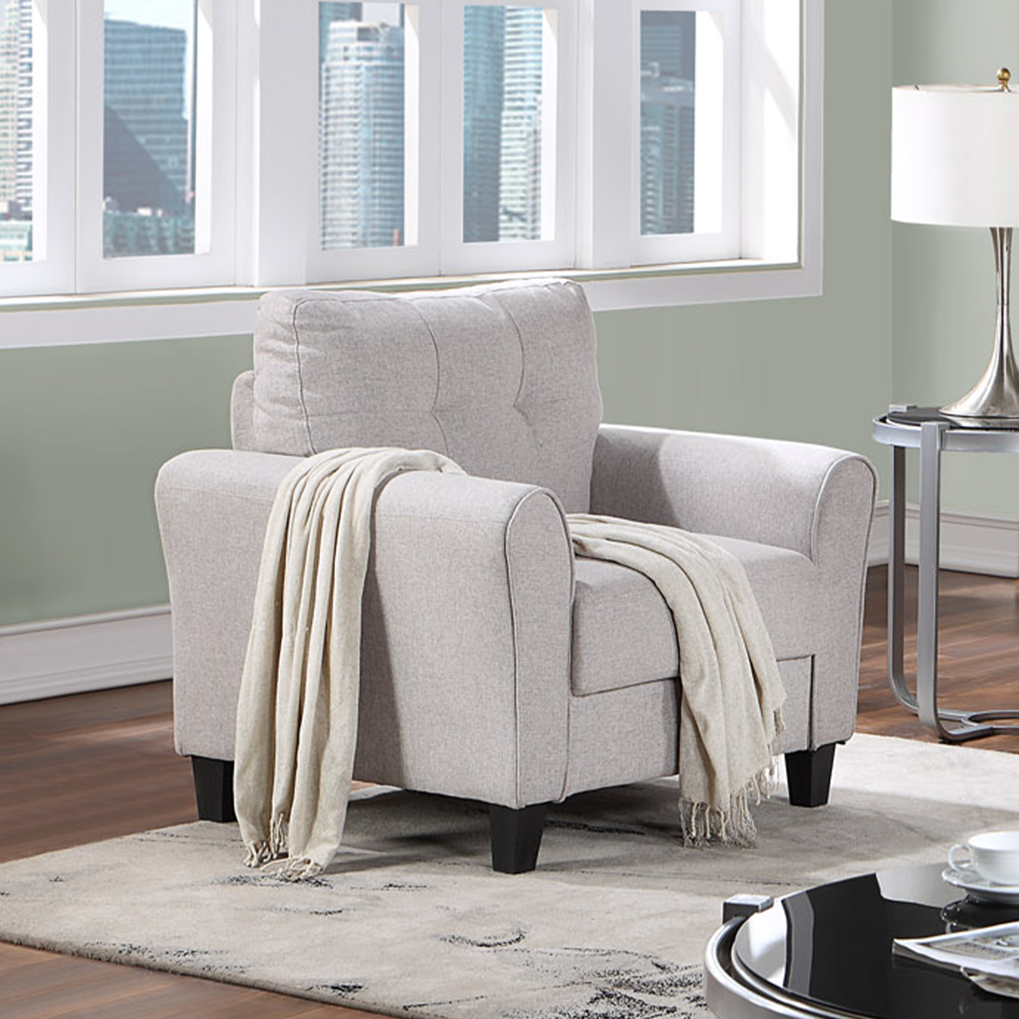 Linen Upholstered Armchair 1-Seat - WF288517AAR