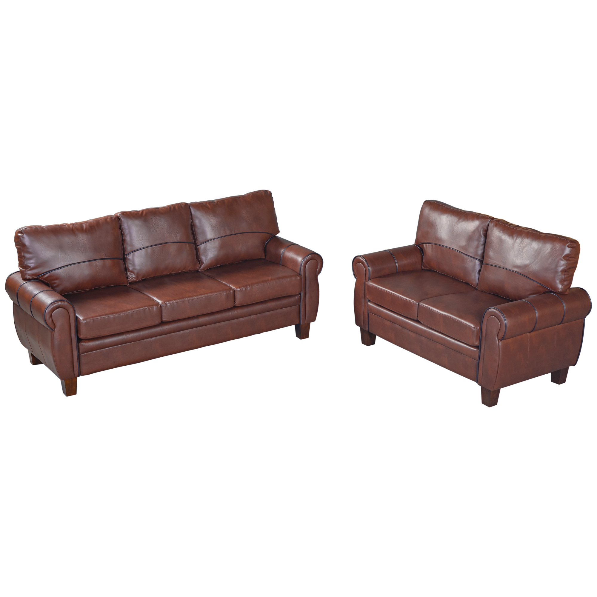 Mid-Century PU Leather Upholstered Sofa - 2+3 Seat - SG000386AAA