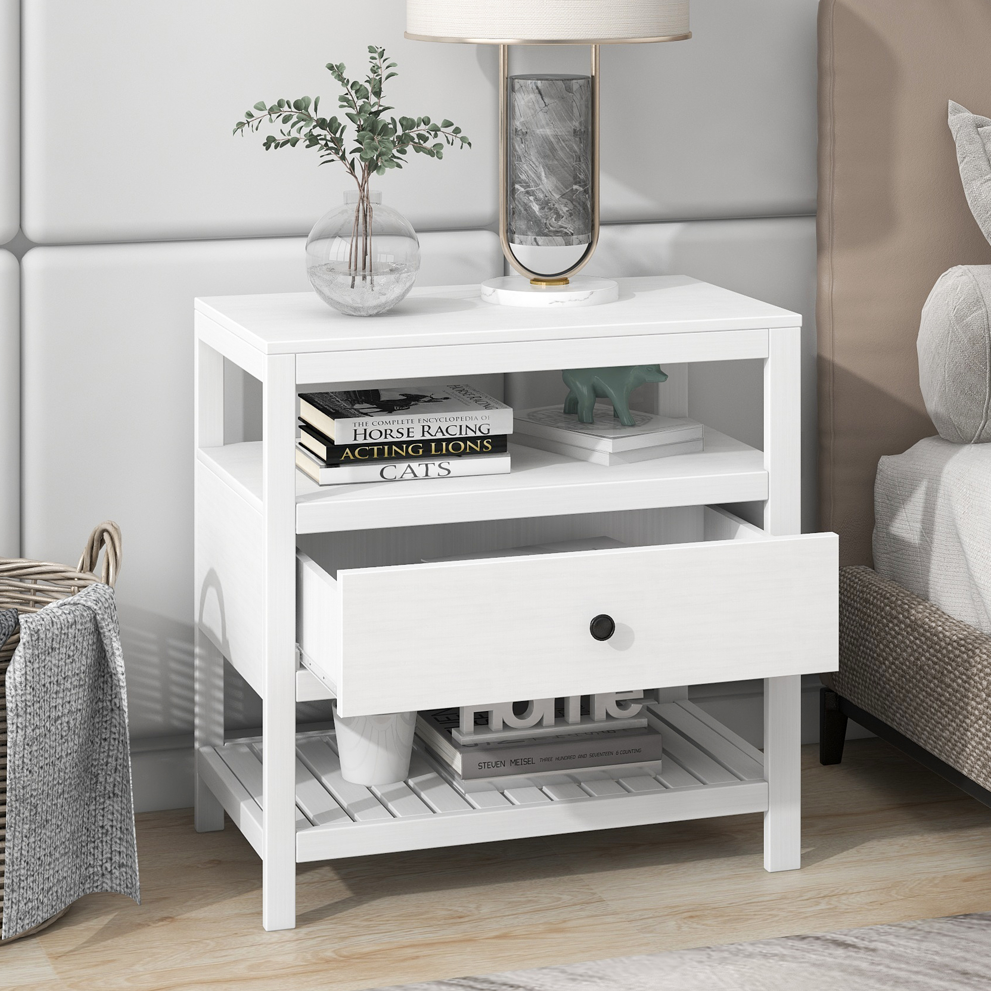 Modern Wooden Nightstand with Drawers - WF287343AAK