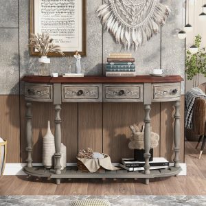 52" Modern And Contemporary Curved Console Table With 4 Drawers And 1 Shelf - WF290555AAE