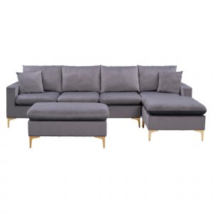 L-Shape Velvet Sofa with 2 Pillows - SG000425AAA