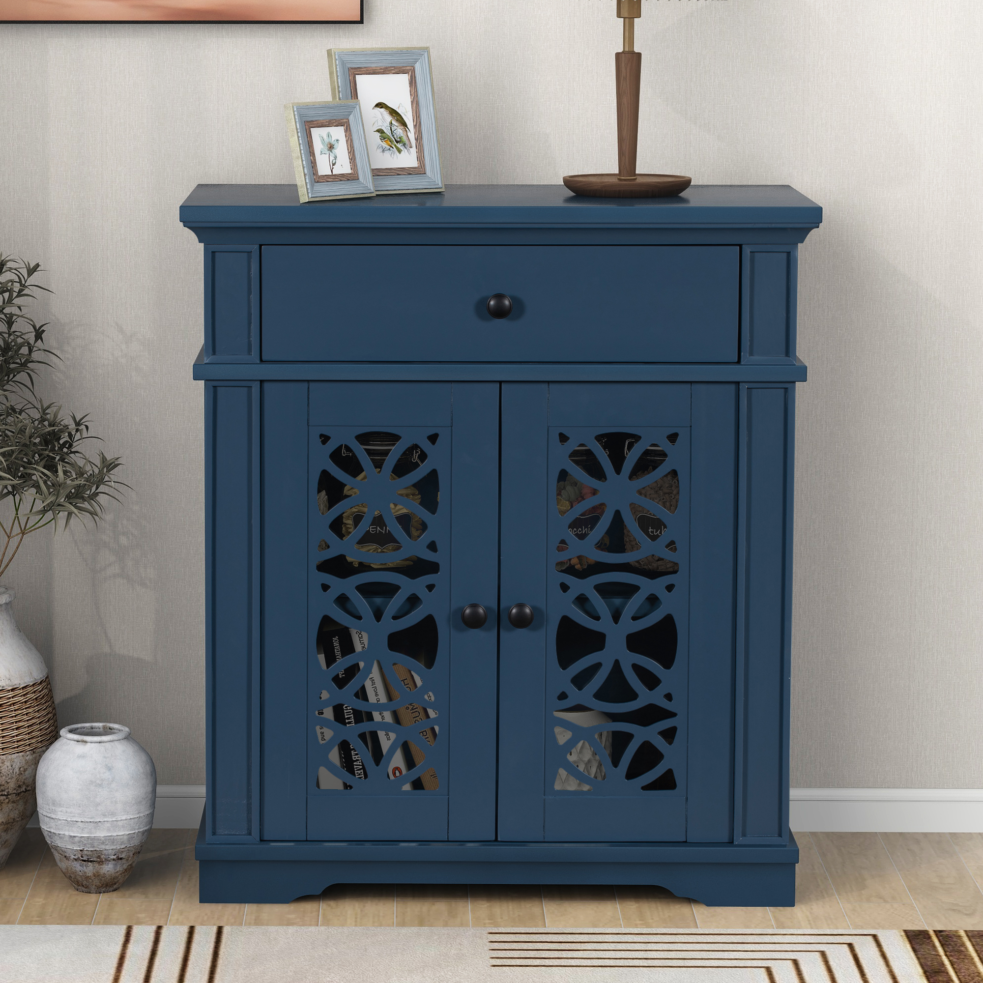 Wood Accent Buffet Storage Cabinet With 1 Drawer And Shelf - WF290945AAV