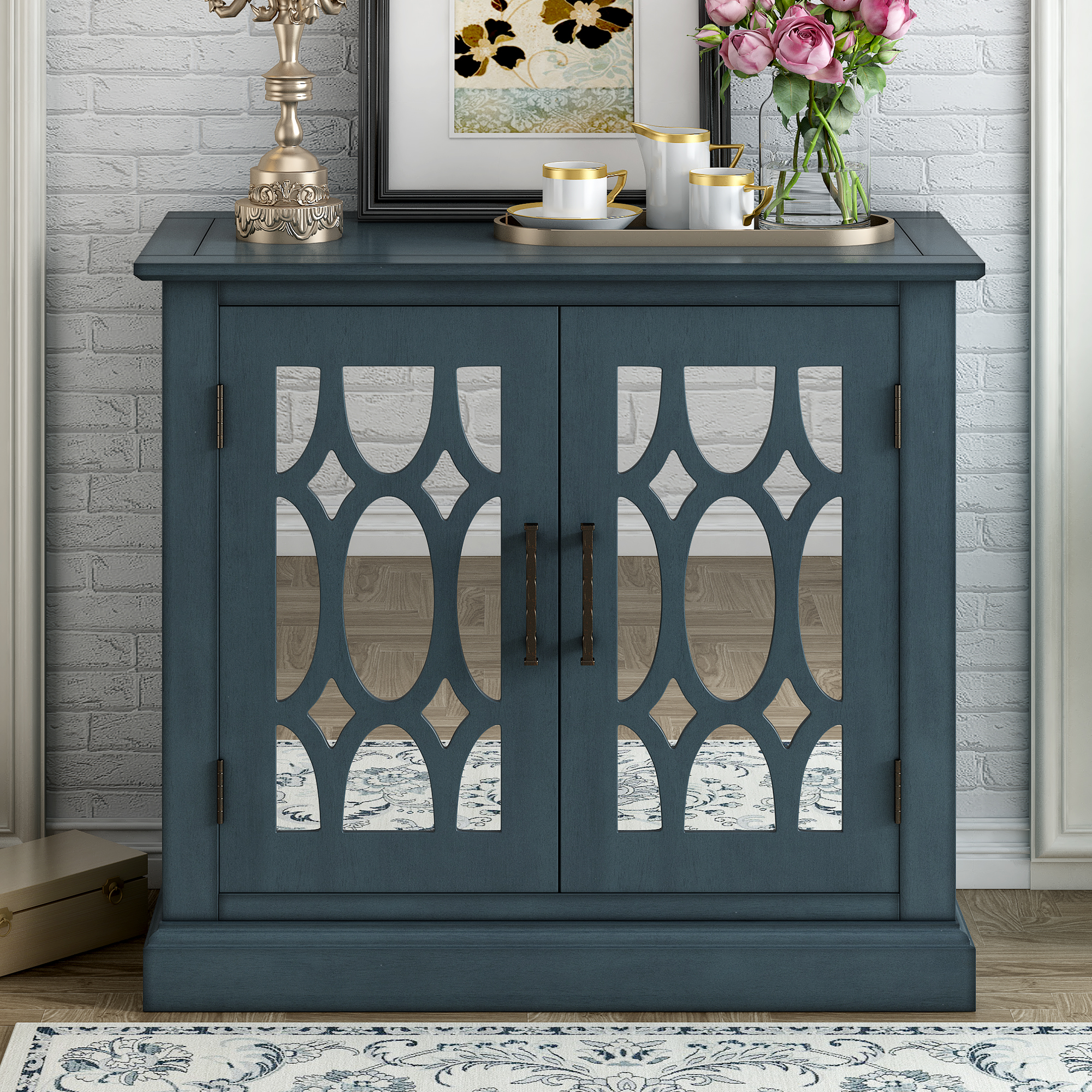 Wooden Cabinet with Decorative Mirror Door - WF290826AAV