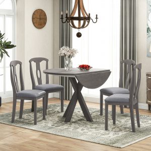 5-Piece Dining Table Set with Drop Leaf - SH000214AAE