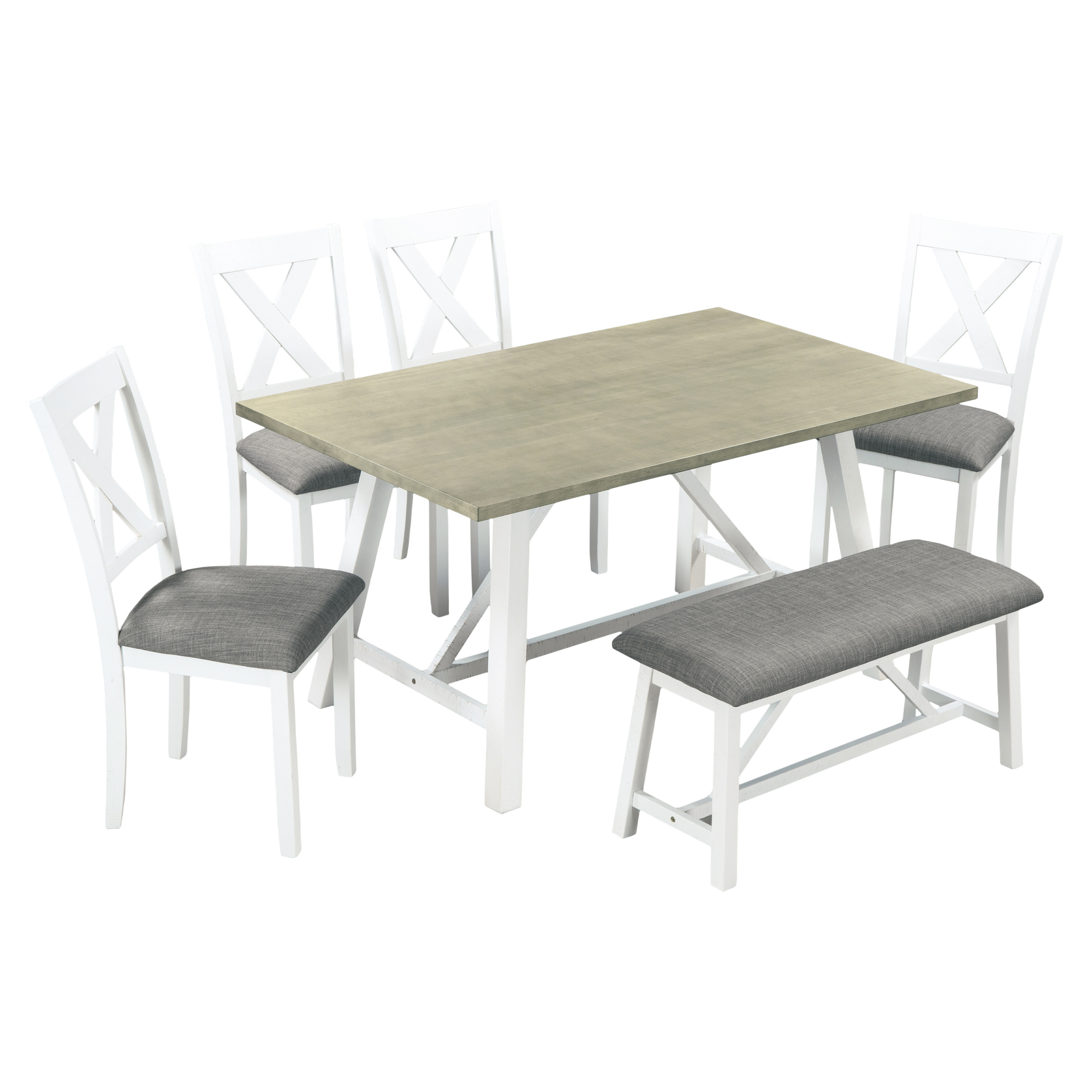 Rustic Style 6 Piece Dining Table Set - SH001091AAK