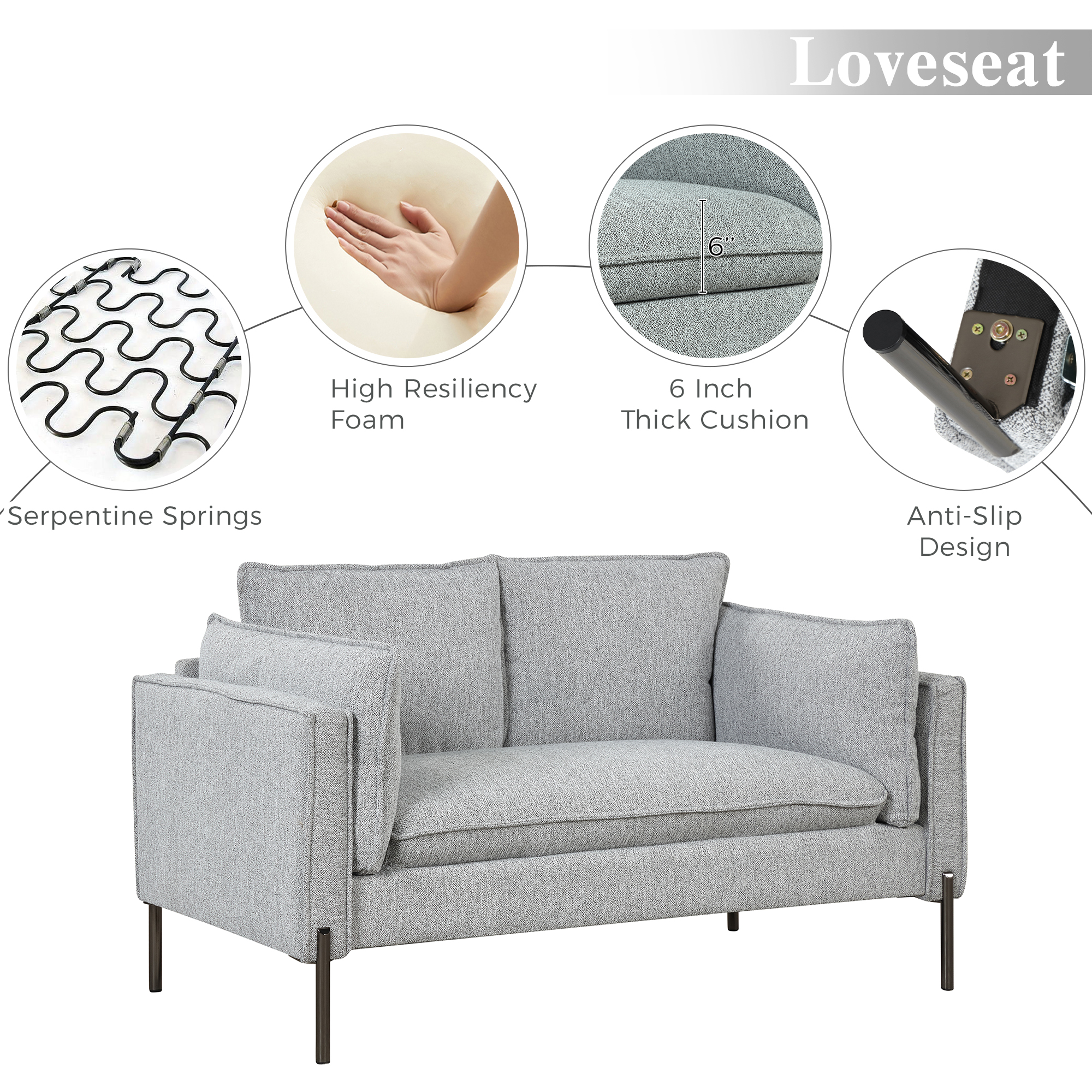 Fabric Upholstered Loveseat and 3 Seat Couch Set - SG000530AAE