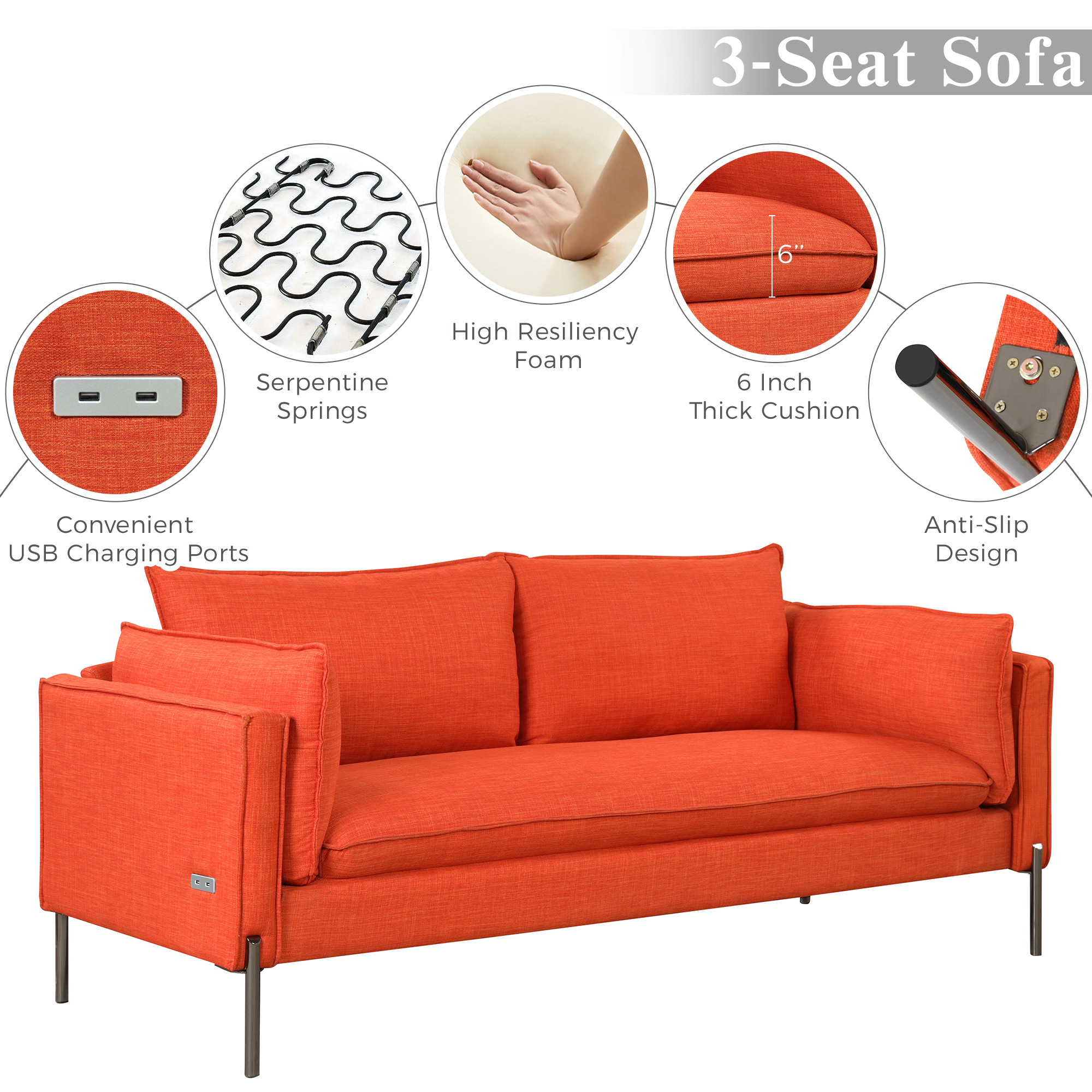Fabric Upholstered Loveseat and 3 Seat Couch Set - SG000530AAG