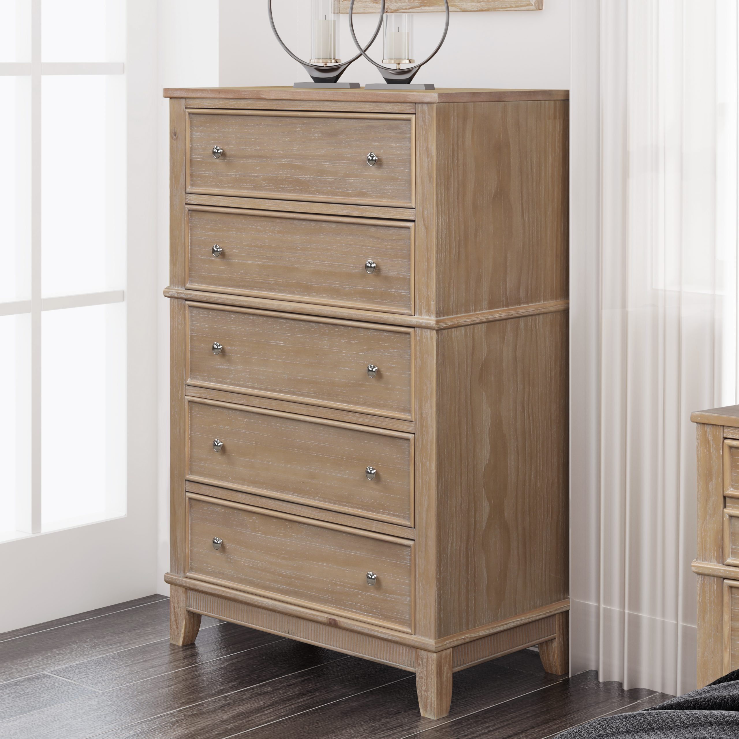 Solid Wood 5 Drawers Chest - WF195779AAD
