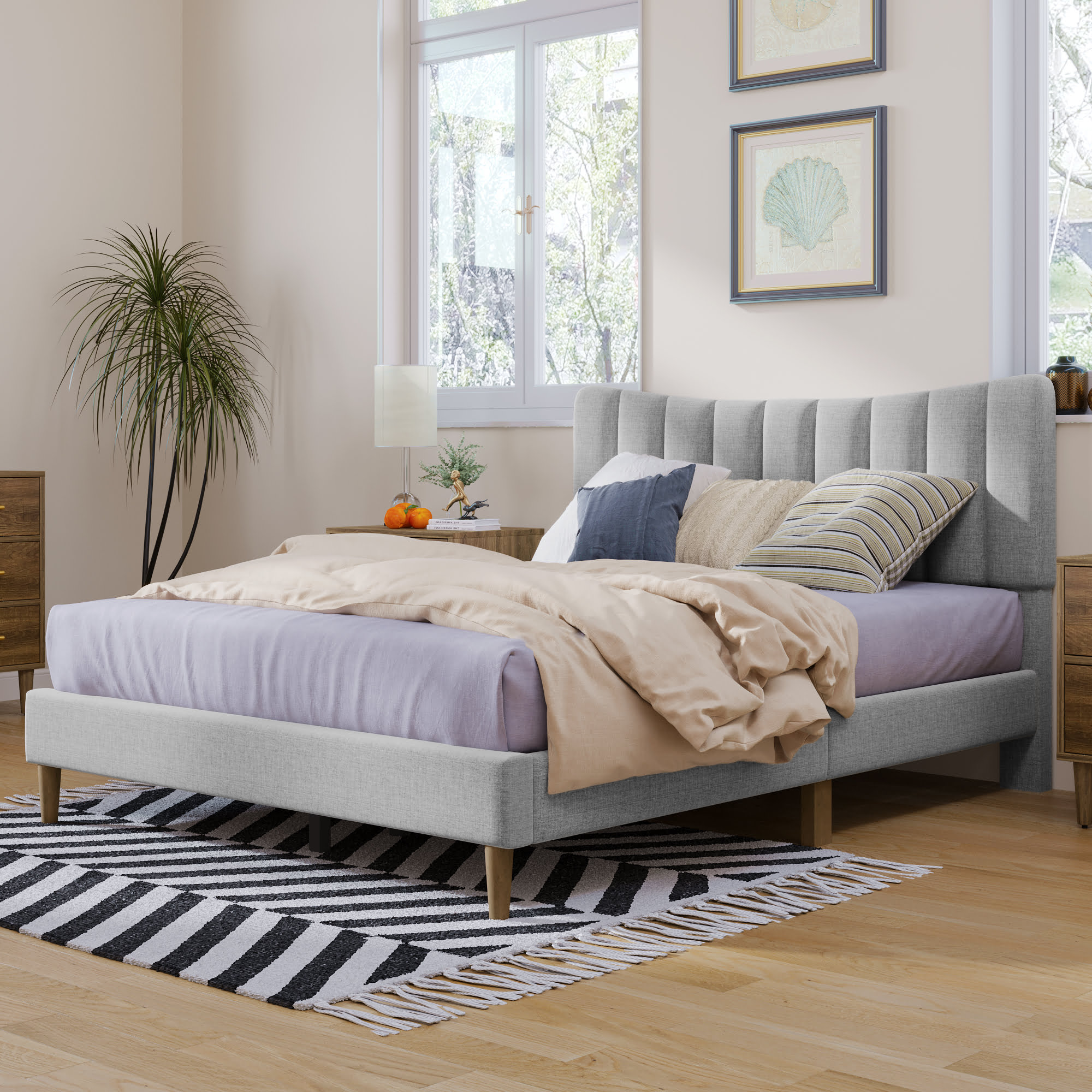 Full Size Upholstered Platform Bed Frame - WF293448AAG