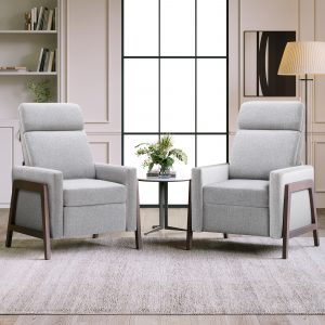 Set of Two Wood-Framed PU Leather Recliner Chair - BS327337AAE