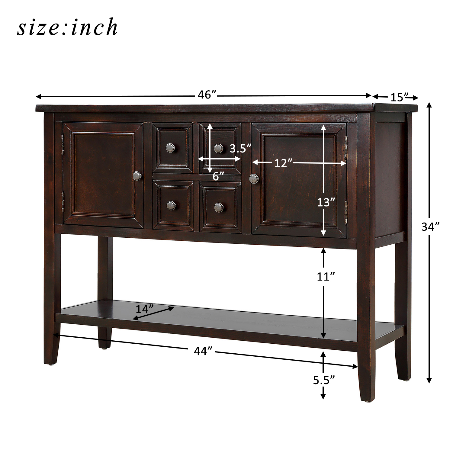 TREXM Cambridge Series Buffet Sideboard Console Table - WF190263AAP