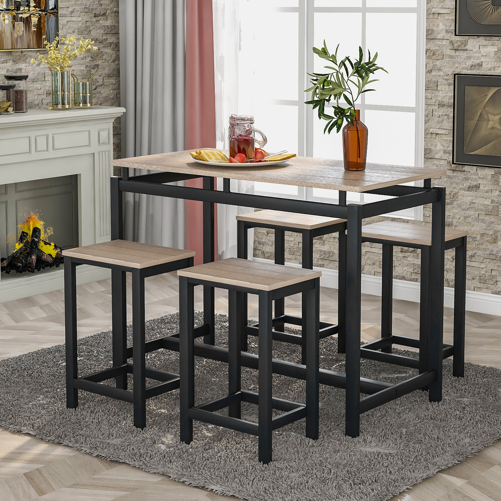 5-Piece Kitchen Counter Height Table Set - WF196232AAA
