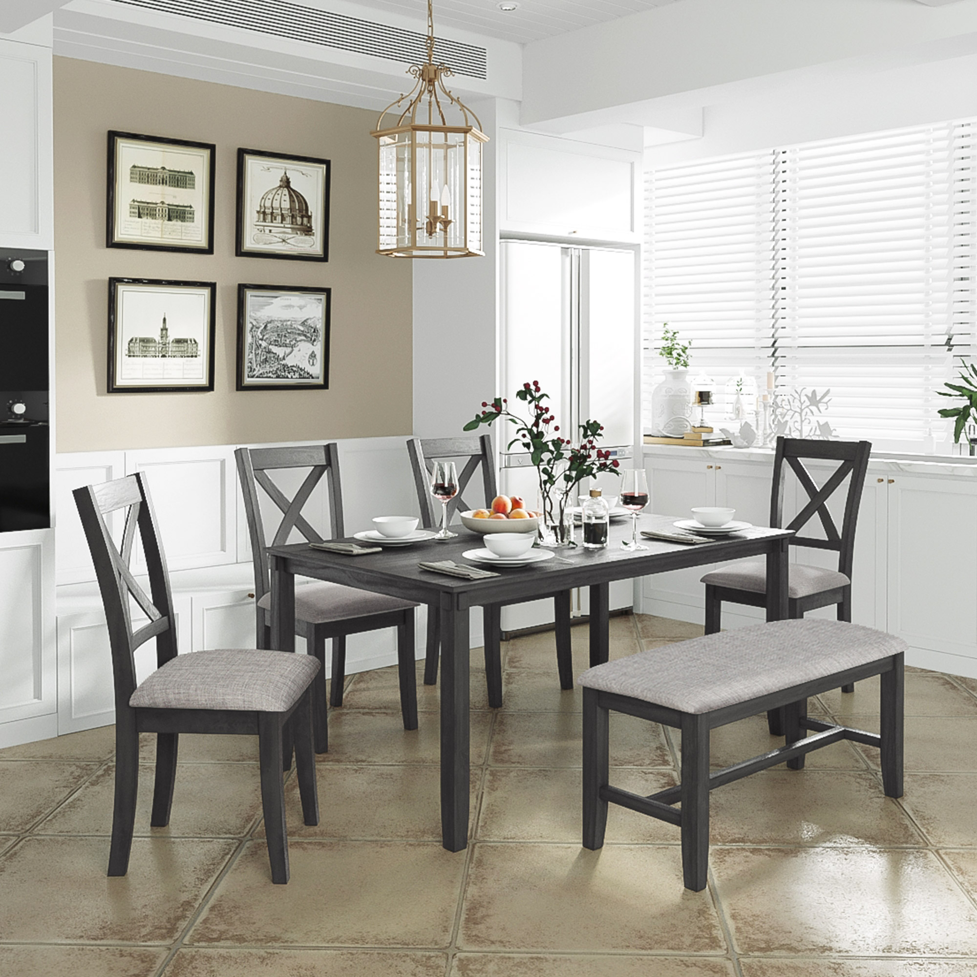 TREXM 6-Piece Kitchen Dining Table and Chair Set - ST000013AAE