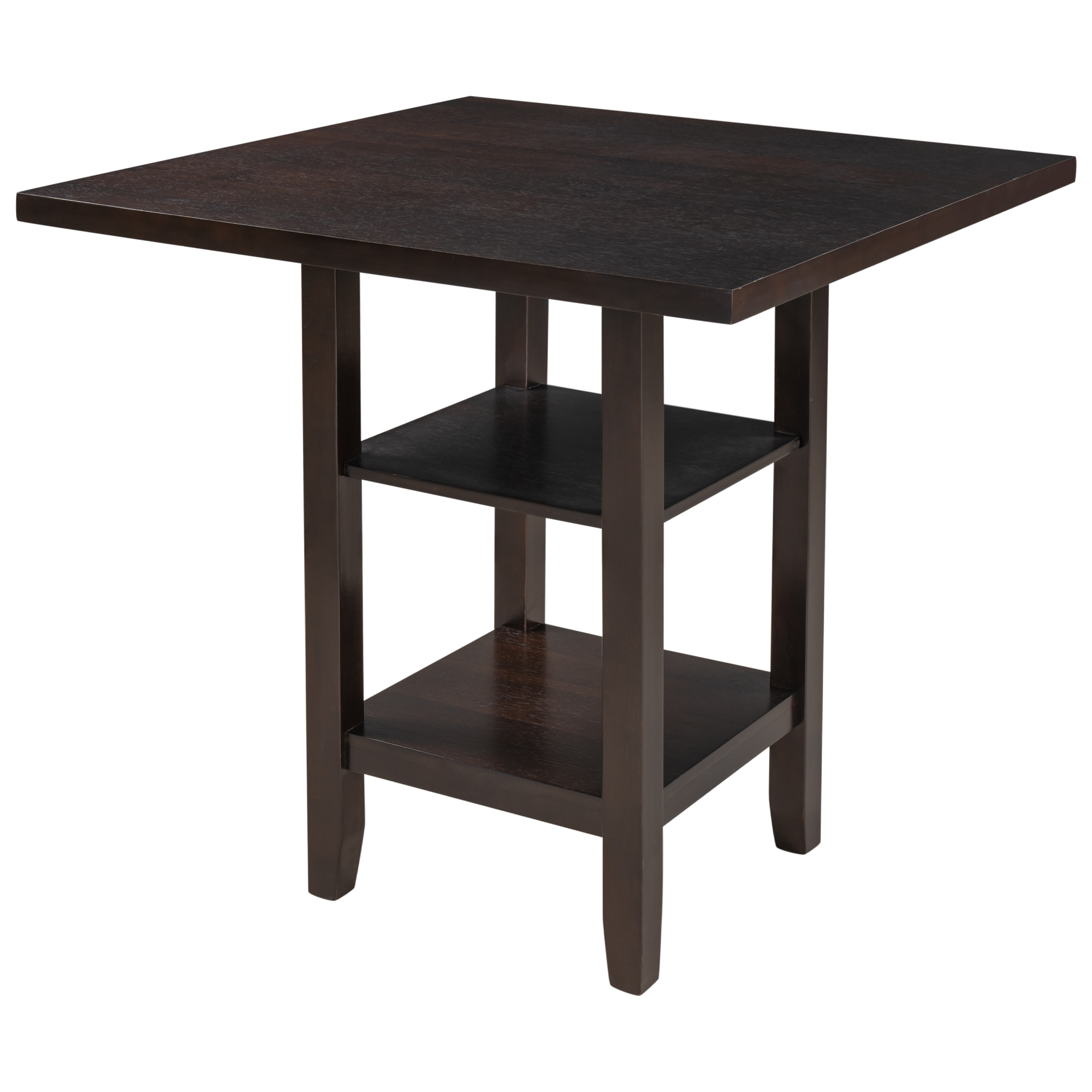 Square Wooden Counter Height Dining Table with 2-Tier Storage Shelving - WF212654AAP